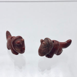 Dinosaur 2 Carved Brecciated Jasper Triceratops Beads | 22x12x8mm | Red - PremiumBead Primary Image 1