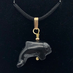 Happy Obsidian Orca Whale 14K Gold Filled 1.06" Long Pendant 509301ORG - PremiumBead Alternate Image 2