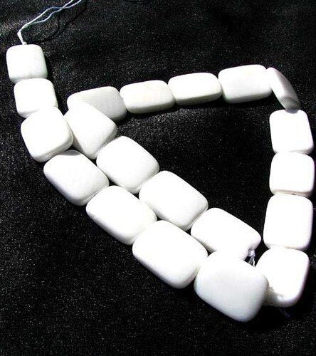 3 Beads of White Agate 20x15mm Rectangle Pendant Beads 8987 - PremiumBead Primary Image 1