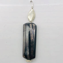 Load image into Gallery viewer, Hypersthene, Flat Rounded Rectangle Dangle Pendant | 2 1/2&quot; Long | Black/Silver|

