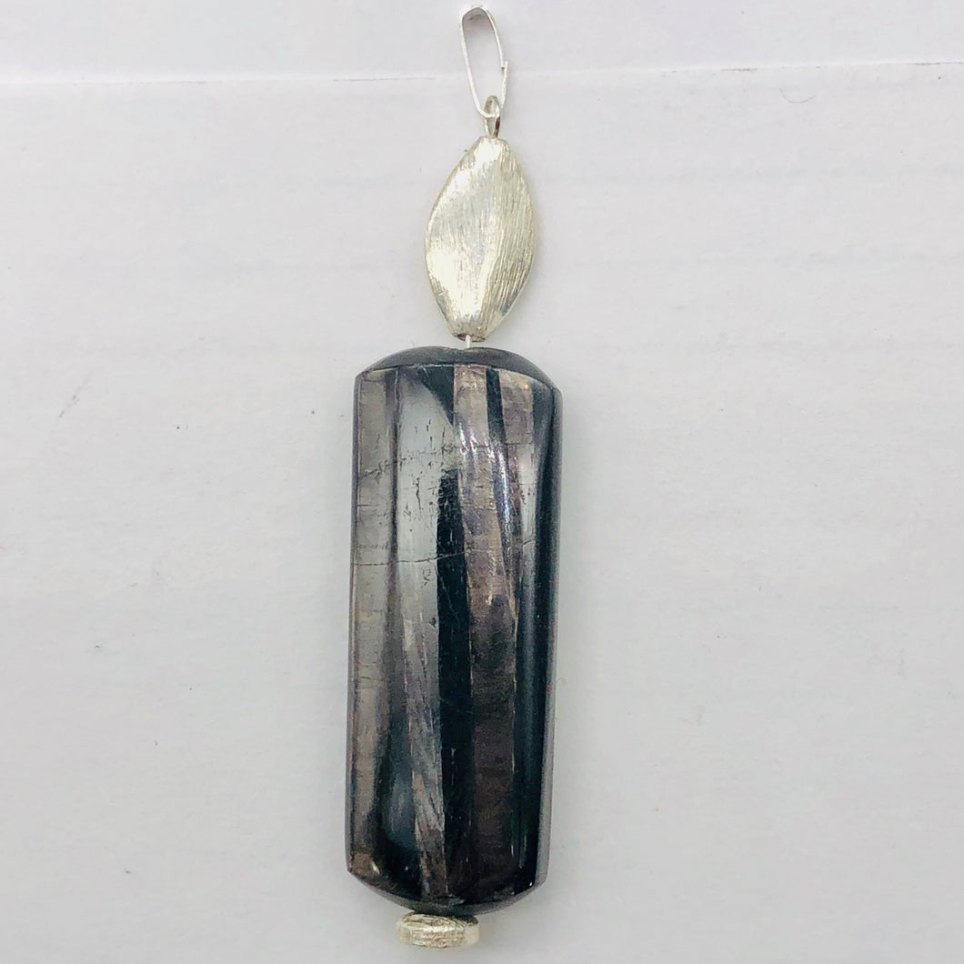 Hypersthene, Flat Rounded Rectangle Dangle Pendant | 2 1/2