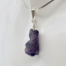 Load image into Gallery viewer, Adorable! Amethyst Cat Sterling Silver Pendant
