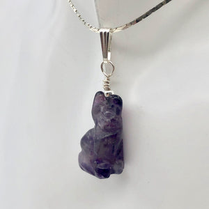 Adorable! Amethyst Cat Sterling Silver Pendant