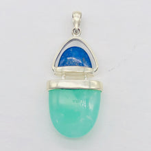 Load image into Gallery viewer, Lapis Lazuli Chrysoprase Sterling Silver Pendant | 1 1/2&quot; Long | Green/Blue |

