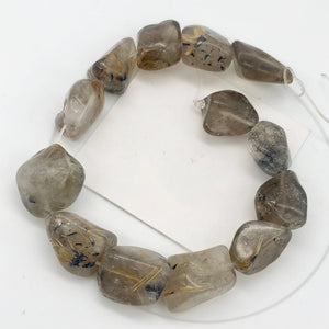 Rutilated Smoky Quartz Centerpiece Beads | 30x14x9mm to 18x15x9mm | 3 beads | - PremiumBead Alternate Image 5