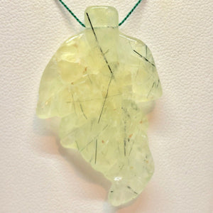 Hand Carved! Green Druzy Prehnite Leaf Brio Bead 9886I - PremiumBead Alternate Image 2