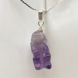 Swingin' Hand Carved Amethyst Monkey and Sterling Silver Pendant 509270AMS - PremiumBead Alternate Image 5