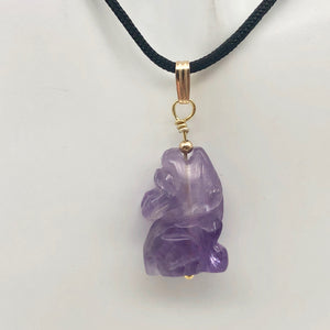 Amethyst Wolf Pendant Necklace | Semi Precious Stone Jewelry | 14k Pendant - PremiumBead Alternate Image 8