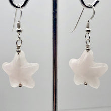 Load image into Gallery viewer, Carved Rose Quartz Starfish Sterling Silver Semi Precious Stone Earrings - PremiumBead Alternate Image 4

