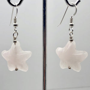 Carved Rose Quartz Starfish Sterling Silver Semi Precious Stone Earrings - PremiumBead Alternate Image 4