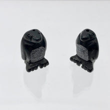 Load image into Gallery viewer, March of The Penguins 2 Carved Obsidian Beads | 21.5x12.5x11mm | Black - PremiumBead Primary Image 1
