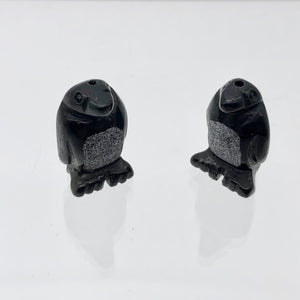 March of The Penguins 2 Carved Obsidian Beads | 21.5x12.5x11mm | Black - PremiumBead Primary Image 1