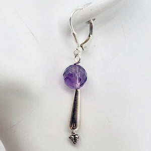 Semi-Precious Royal Natural Faceted 8mm Amethyst Sterling Silver Drop Earrings - PremiumBead Alternate Image 4