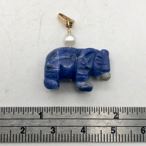 Wild Hand Carved Sodalite Elephant 14 Kgf Pendant |21x16x8mm| Blue| 1 1/4" long| - PremiumBead Alternate Image 8