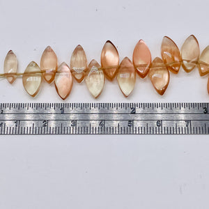Oregon Sunstone Fancy Marquise Bead Strand | 19x8x4 to 13x5x3 mm | Orange | 60 |