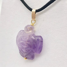 Load image into Gallery viewer, Majestic Hand Carved Amethyst Sea Turtle and 14K Gold Filled Pendant 509276AMD - PremiumBead Primary Image 1
