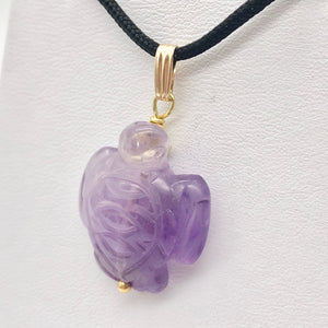 Majestic Hand Carved Amethyst Sea Turtle and 14K Gold Filled Pendant 509276AMD - PremiumBead Primary Image 1