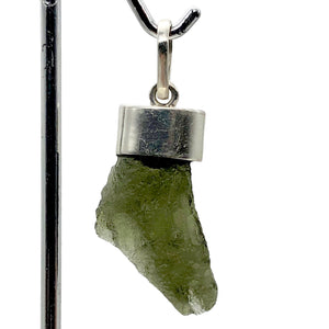 Blue Green Moldavite Sterling Silver Pendant 30x15x6mm | 1 5/8" long