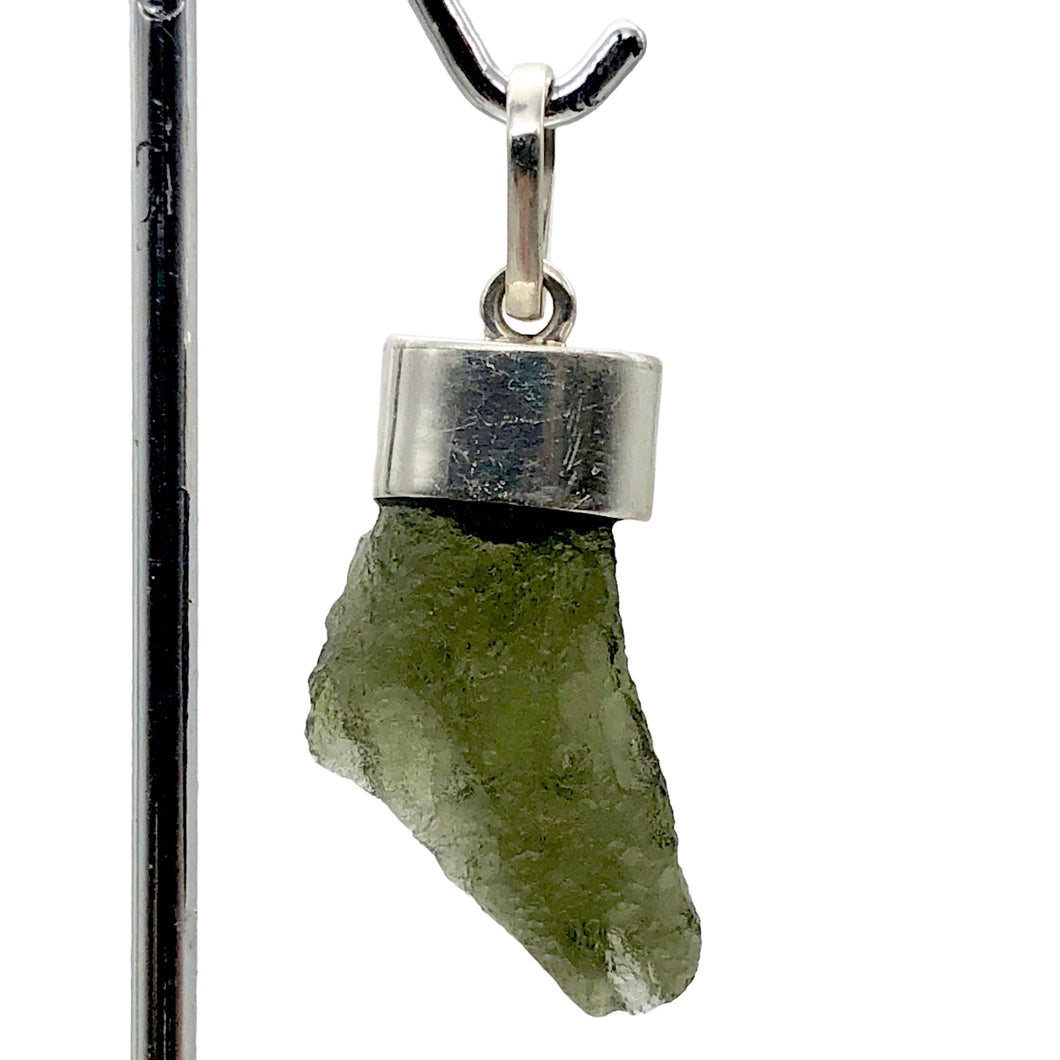 Blue Green Moldavite Sterling Silver Pendant 30x15x6mm | 1 5/8
