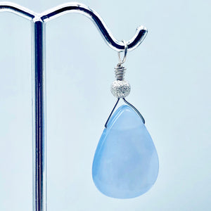 Blue Chalcedony Designer Sterling Silver Pendant | 19x15x5mm | 1 1/4" Long |
