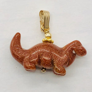 Goldstone Diplodocus Dinosaur Pendant Necklace|Semi Precious Stone Jewelry