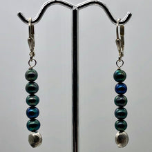 Load image into Gallery viewer, Shinning Teal Fresh Water Pearl Sterling Silver Earrings | 2&quot; long |
