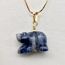 Load image into Gallery viewer, Roar! Hand Carved Natural Sodalite Bear 14Kgf Pendant - PremiumBead Alternate Image 5

