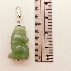 Howling Aventurine Wolf Solid Sterling Silver Pendant | 1.44" (Long) - PremiumBead Alternate Image 4