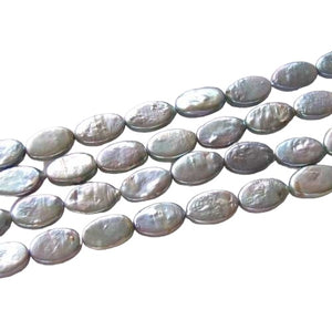 Platinum Green Oval Coin Pearl 8" Strand 9948HS