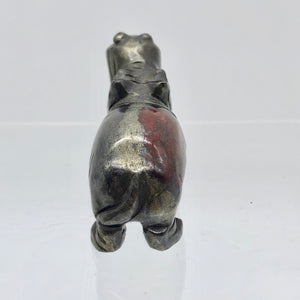 Hematite and Jasper Hippopotamus Figurine | 60x38x24mm | Graphite/Red | 89.9g - PremiumBead Alternate Image 4