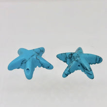 Load image into Gallery viewer, Carved Howlite Starfish Pendant Beads | 19.5x19x5.5mm | Turquoise - PremiumBead Alternate Image 2
