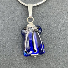 Load image into Gallery viewer, Lampwork Frog Sterling Silver Frog | 1&quot; Long | Navy Blue | 1 Pendant
