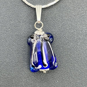 Lampwork Frog Sterling Silver Frog | 1" Long | Navy Blue | 1 Pendant