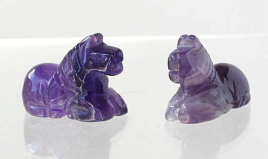 Adorable! 2 Carved Amethyst Horse Pony Beads - PremiumBead Primary Image 1