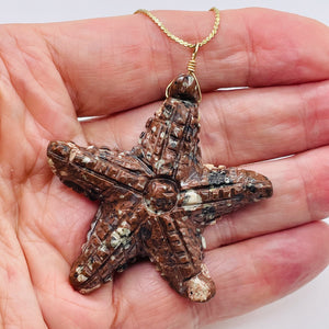 Starfish 14K Gold Filled Starfish | 2 1/2" Long | Brown White | 1 Pendant