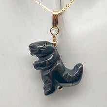 Load image into Gallery viewer, Semi Precious Stone Jewelry Tyranosaurus Rex Pendant Necklace of Hematite/Gold - PremiumBead Primary Image 1
