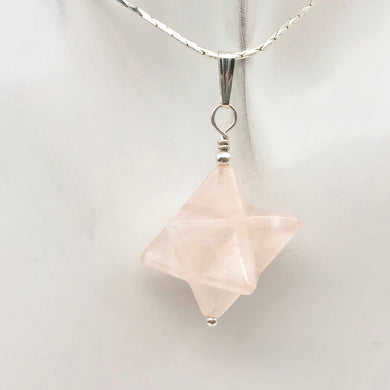 Kabbalah Carved Rose Quartz Merkaba Star w/Sterling Silver Pendant 509288RQS - PremiumBead Alternate Image 10