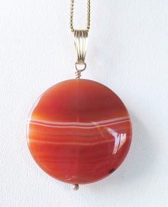 Made in USA Orange-Red Carnelian 14Kgf Pendant 505677G - PremiumBead Primary Image 1