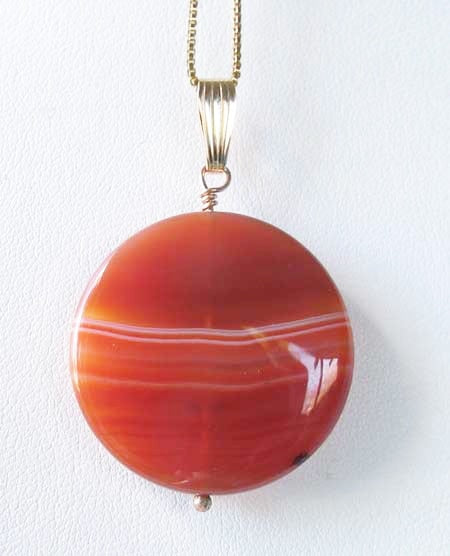Made in USA Orange-Red Carnelian 14Kgf Pendant 505677G - PremiumBead Primary Image 1