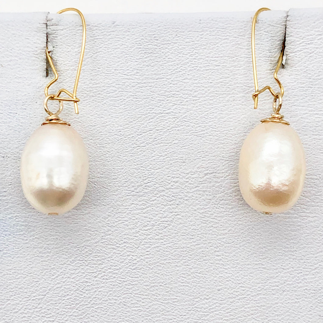 AAA Natural Pink 14x10mm Pearl 14k Gold Filled Earrings | 1 1/4 inch drop | - PremiumBead Primary Image 1
