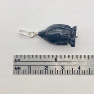 Blue Gold Stone Hand Carved Penguin & Silver Pendant| 1 3/8" Long| Blue Spark | - PremiumBead Alternate Image 6