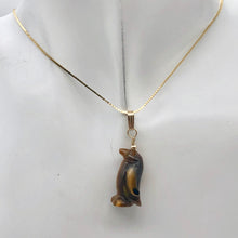Load image into Gallery viewer, Tiger&#39;s Eye Penguin Pendant Necklace|Semi Precious Stone Jewelry|14k Pendant
