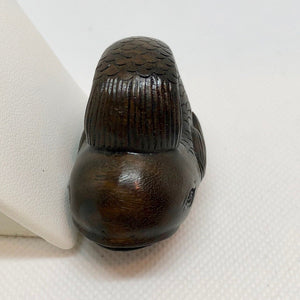 Carved & Signed Fish Dark Teak Ojime/Netsuke Bead - PremiumBead Alternate Image 3