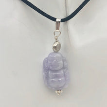 Load image into Gallery viewer, Hand Carved Lavender Jade Buddha Pendant with Silver Findings | 1 5/8&quot; Long - PremiumBead Alternate Image 4
