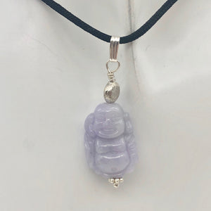 Hand Carved Lavender Jade Buddha Pendant with Silver Findings | 1 5/8" Long - PremiumBead Alternate Image 4