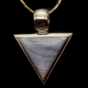 Semi Precious Stone Jewelry Blue Lace Agate Pendant Necklace in Sterling Silver - PremiumBead Alternate Image 2