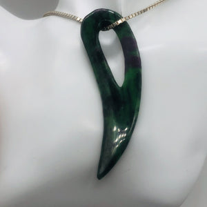 Ruby Zoisite Gemstone Comma Pendant | 94x28x6mm | Green/Red | 1 Pendant |