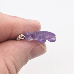 Charming Carved Natural Amethyst Lizard and Sterling Silver Pendant 509269AMS - PremiumBead Alternate Image 4
