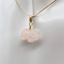 Load image into Gallery viewer, Rose Quartz Pig Pendant Necklace | Semi Precious Stone Jewelry | 14k Pendant
