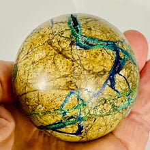 Load image into Gallery viewer, Azurite Malachite Chrysoprase Scry Crystal Round | 60mm | Green/Blue/Brown | 1 Sphere
